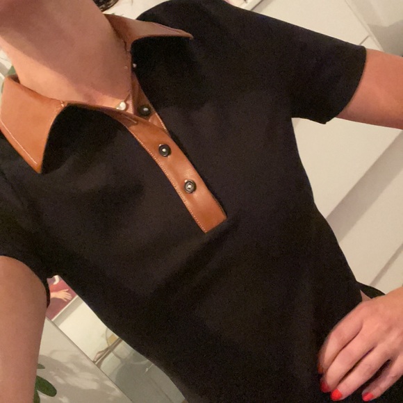 STAUD Jay Polo Dress with faux leather collar Size XS - Picture 3 of 15